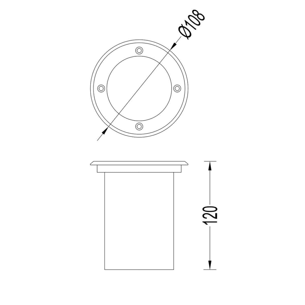 Bodeneinbaustrahler 7W 90 Grad